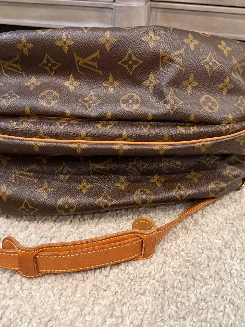 Louis Vuitton Monogram Canvas Messenger Bag with Tan Trim
